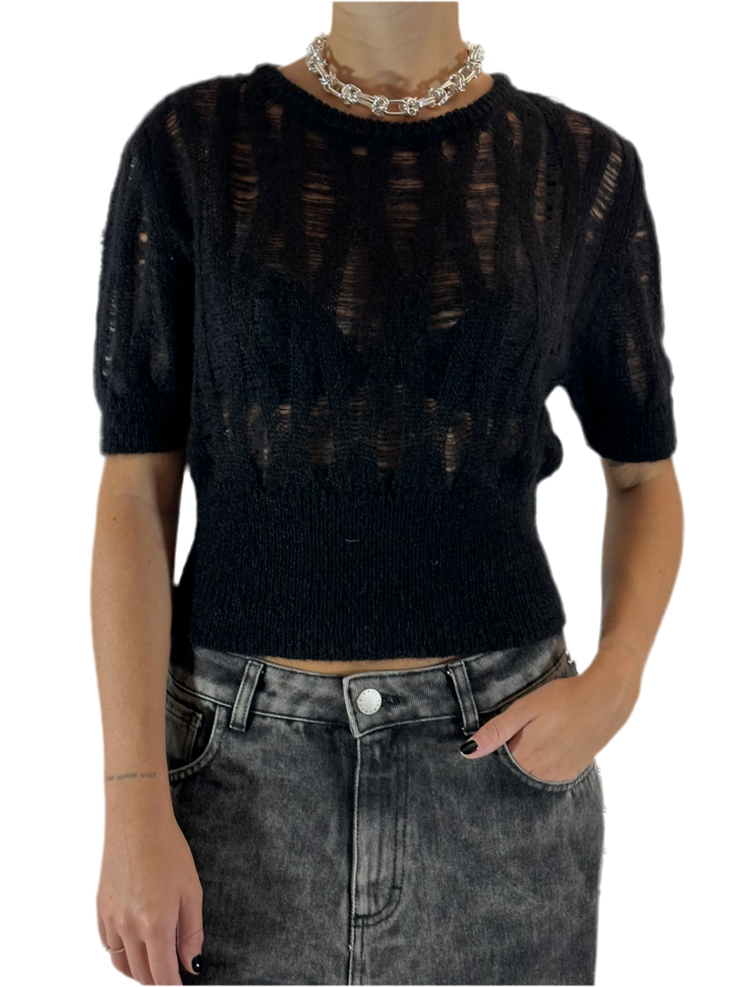 MAGLIA MOHAIR GIROCOLLO
