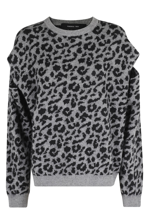 SPOTTED CUT CREW NECK SWEATER