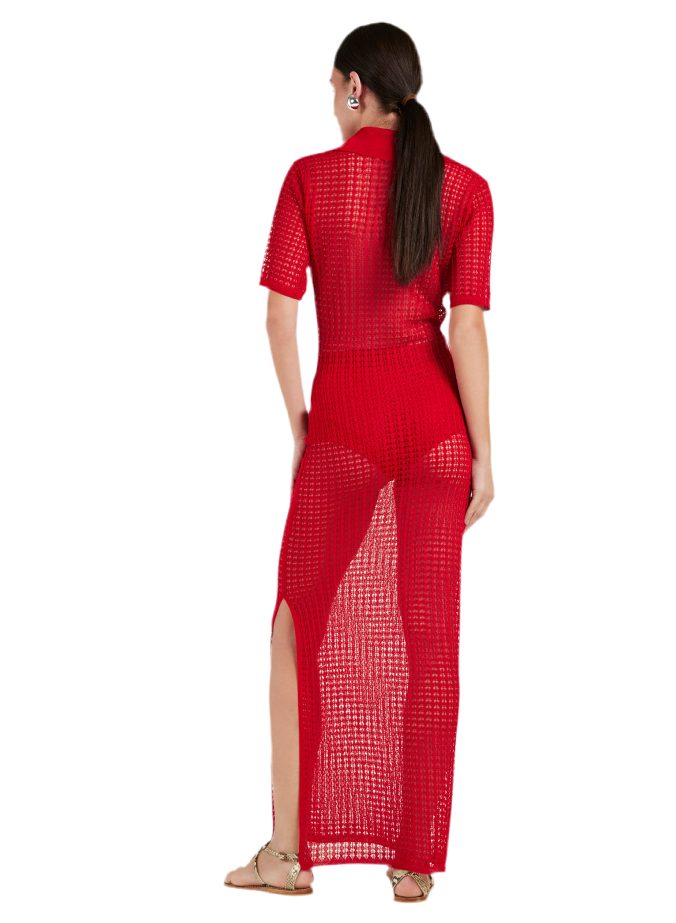 ABITO LUNGO A POLO FLEXAGE ROSSO