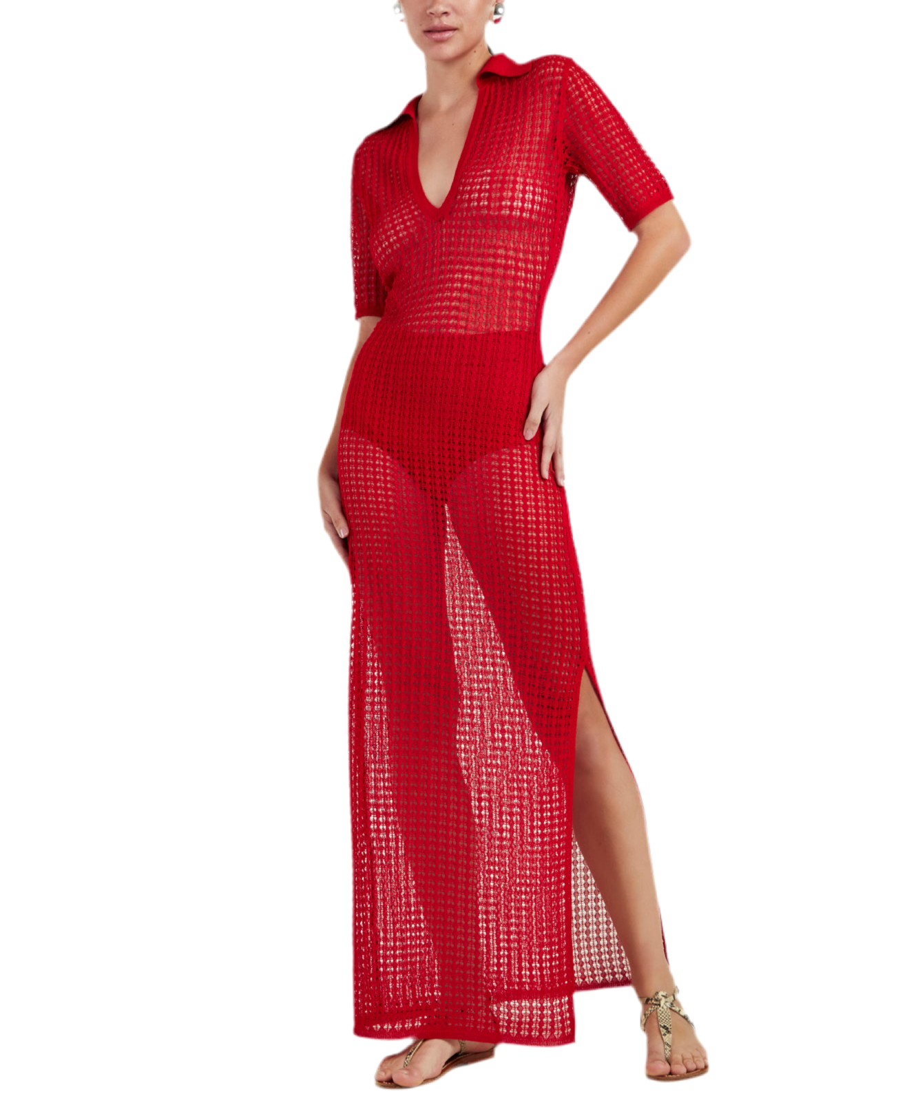 ABITO LUNGO A POLO FLEXAGE ROSSO