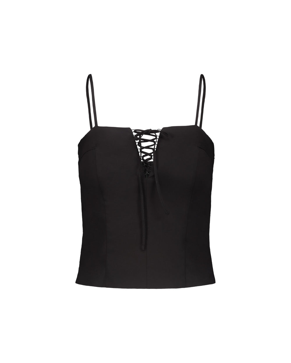 TOP STRINGATO POPELINE NERO