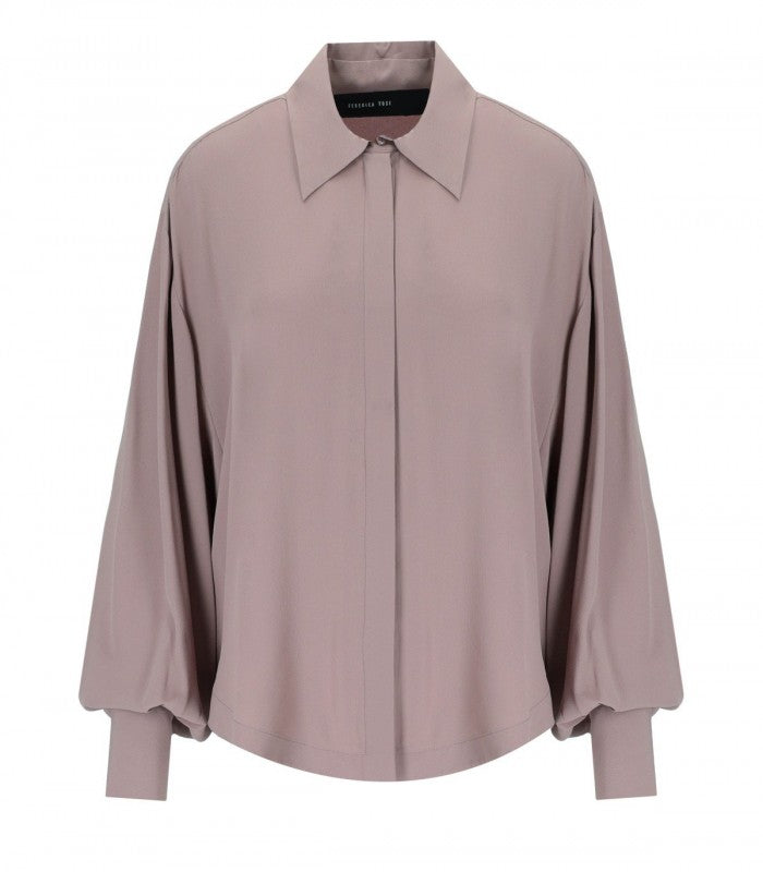 CAMICIA OVER CREPE DE CHINE BOIS DE ROSE
