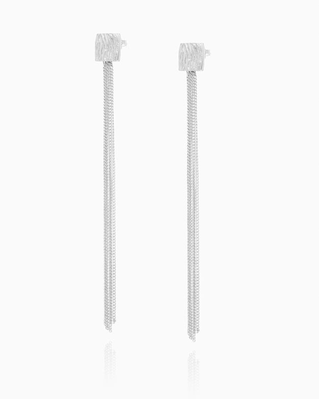 EARRING LONG DAISY SILVER (7833659605152)