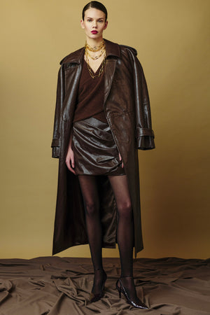 TRENCH PELLE METALLO