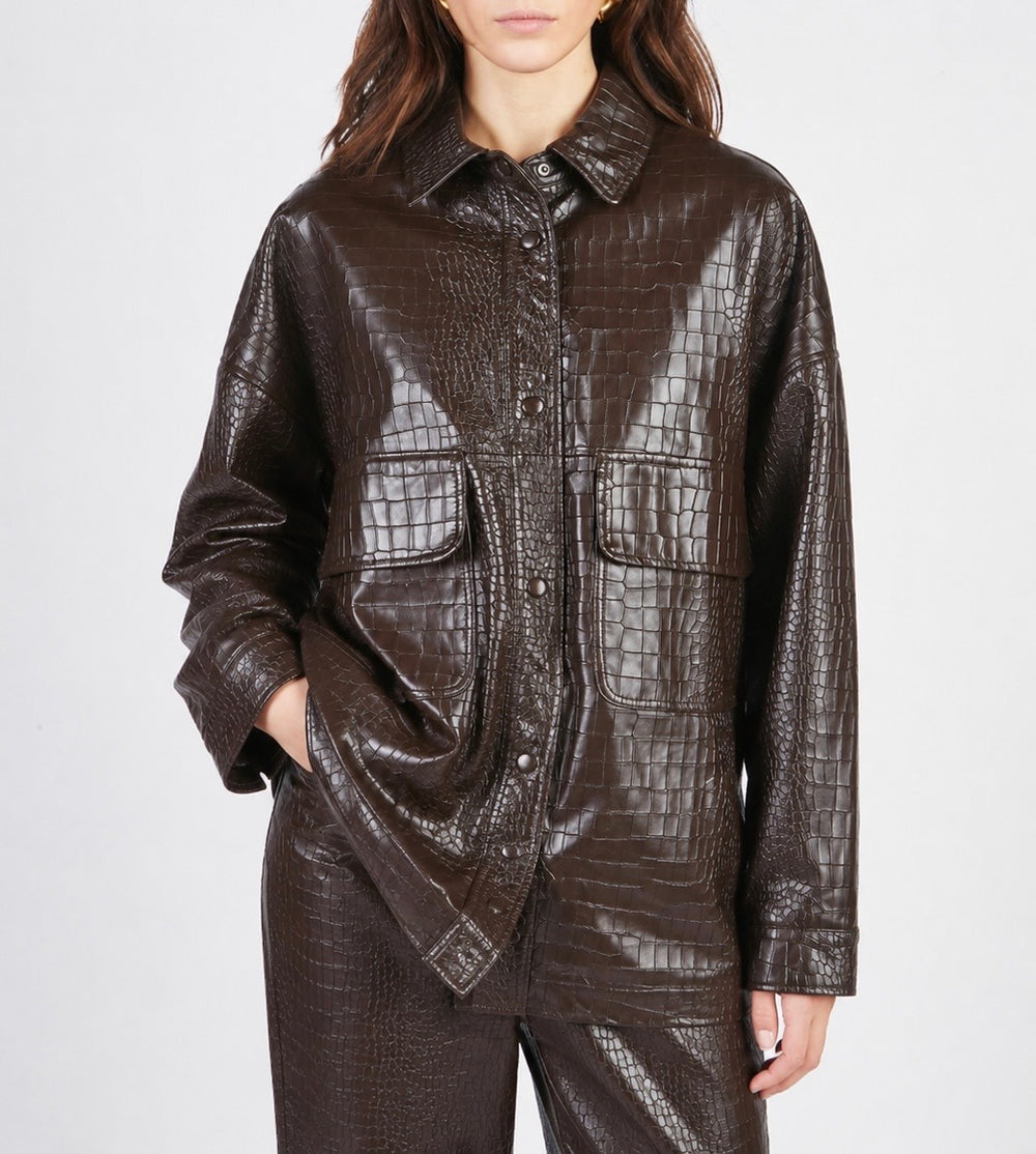 GIACCA CAMICIA 100% PELLE STAMPA COCCO