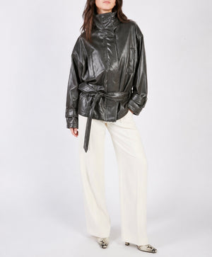 BOMBER PELLE METALLO