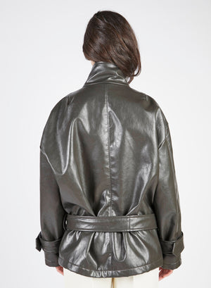 BOMBER PELLE METALLO