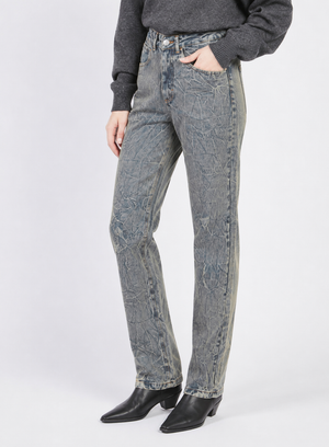 JEANS GAMBA DRITTA DENIM SABBIATO