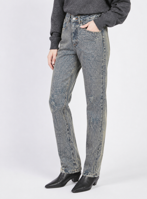 JEANS GAMBA DRITTA DENIM SABBIATO