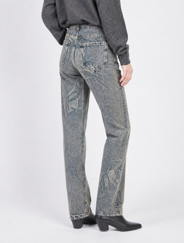 JEANS GAMBA DRITTA DENIM SABBIATO