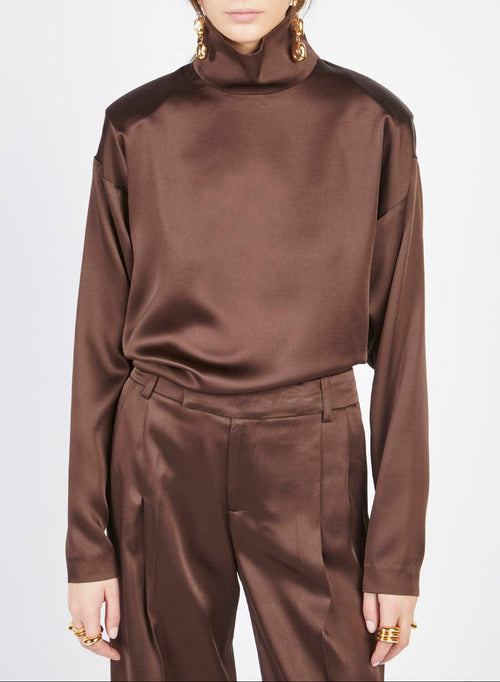 BLUSA MANICHE LUNGHE IN RASO UNITO