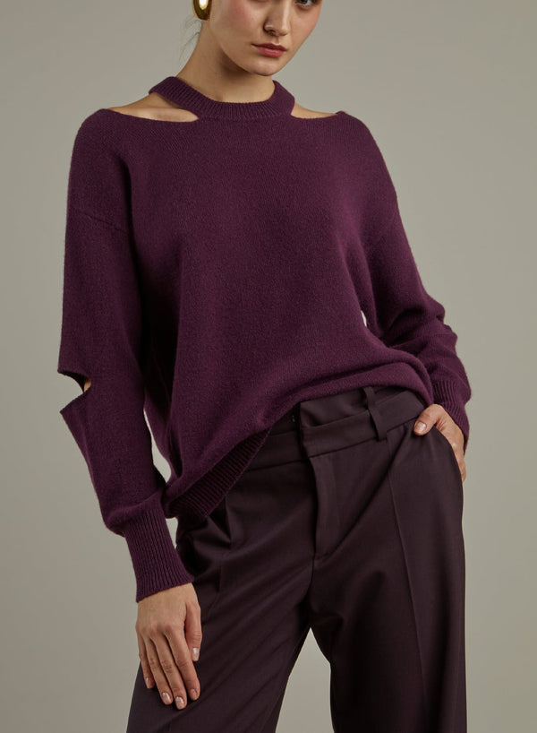 MAGLIA MISTO CASHMERE CUT GIROCOLLO