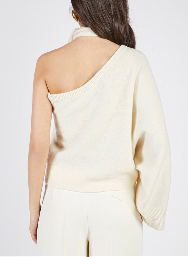 MAGLIA MONOSPALLA CASHMERE CON SCIARPINA