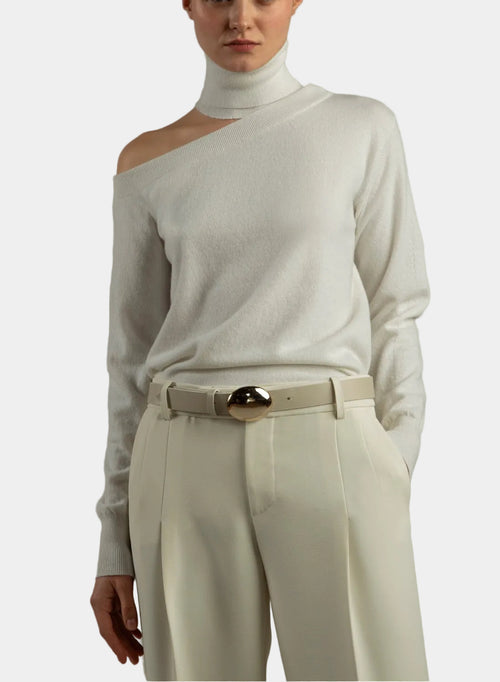 MAGLIA SCOLLATA MISTO CASHMERE CON COLLO STACCATO