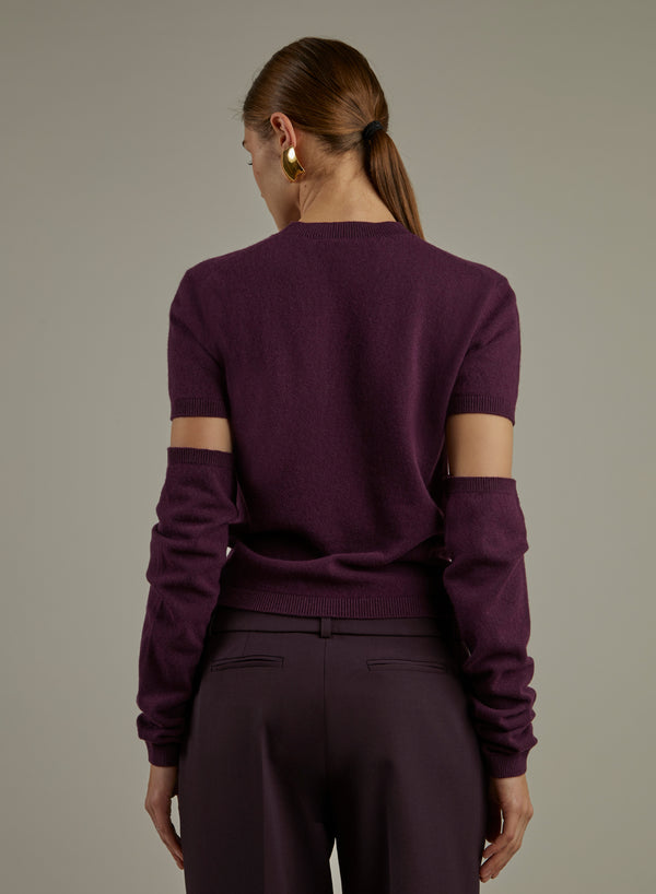CREW NECK MANICHE CUT OFF MISTO CASHMERE