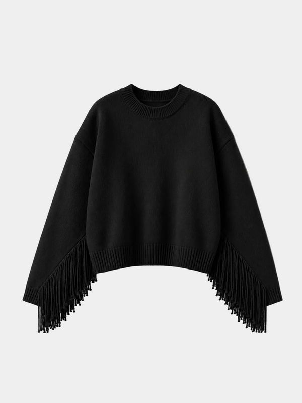 MAGLIA GIROCOLLO CON FRANGE