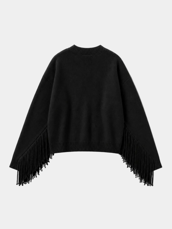 MAGLIA GIROCOLLO CON FRANGE