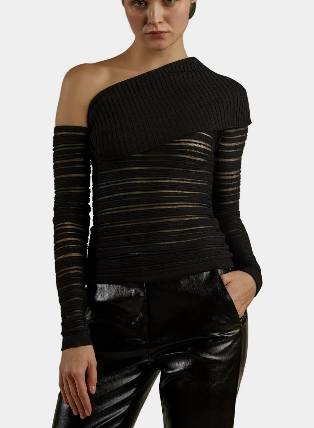 MAGLIA MONOSPALLA VISCOSA CON TRASPARENZE