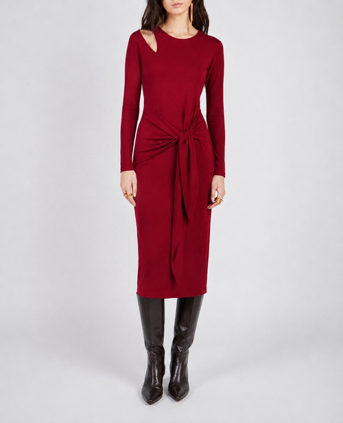 ABITO MIDI SPALLA CUT OFF IN VISCOSA