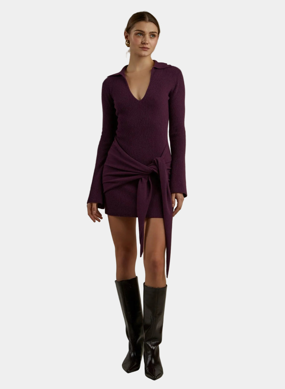 ABITO CORTO MISTO CASHMERE CON NODO