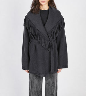 CARDIGAN CON CINTURA E FRANGE