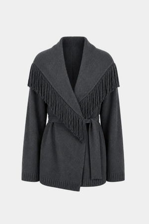 CARDIGAN CON CINTURA E FRANGE
