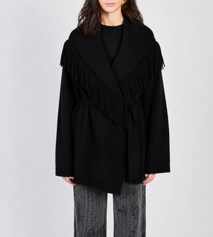 CARDIGAN CON CINTURA E FRANGE