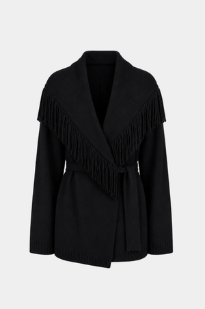 CARDIGAN CON CINTURA E FRANGE