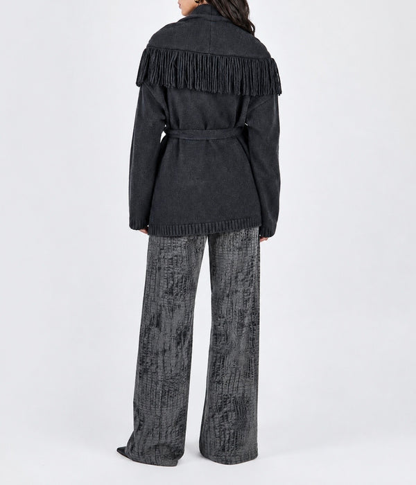 CARDIGAN CON CINTURA E FRANGE