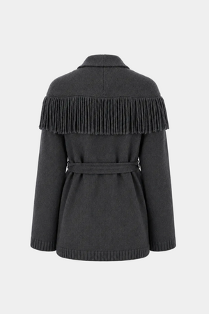 CARDIGAN CON CINTURA E FRANGE