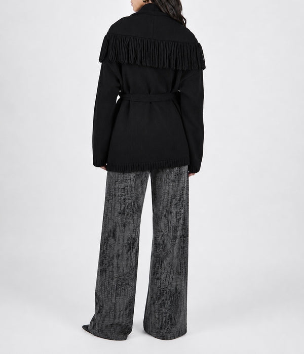 CARDIGAN CON CINTURA E FRANGE