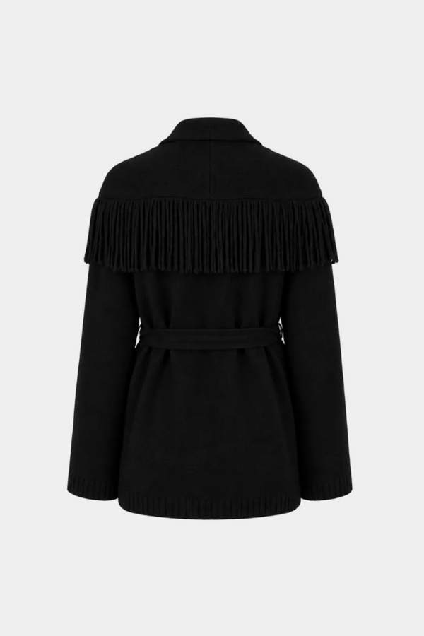 CARDIGAN CON CINTURA E FRANGE