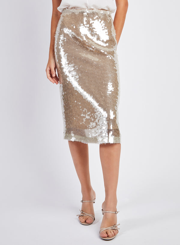 SEQUINED NET SKIRT