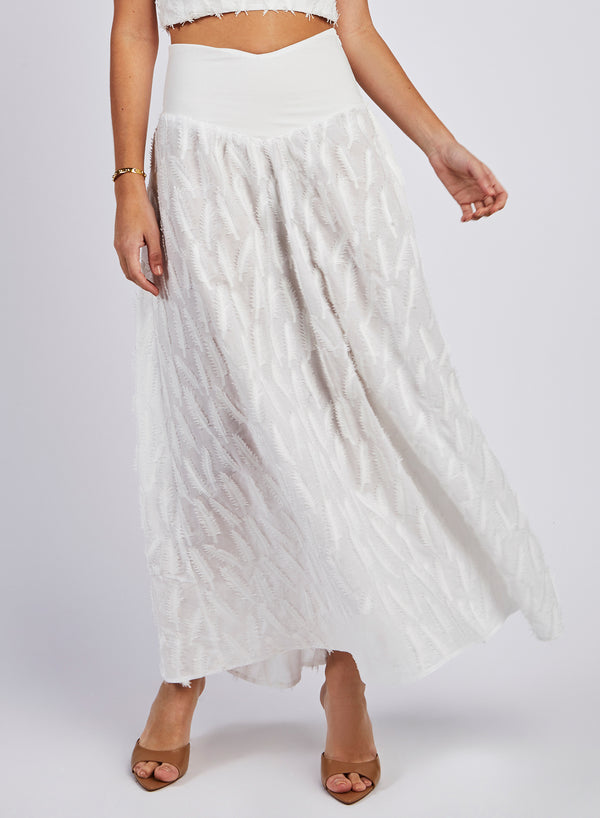 MUSLIN LEAF EMBROIDERY SKIRT