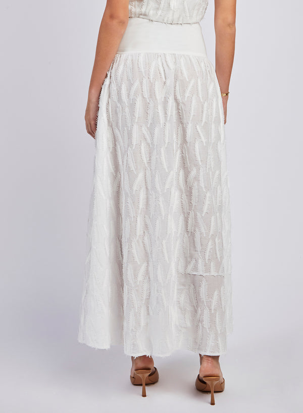 MUSLIN LEAF EMBROIDERY SKIRT