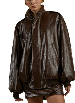BOMBER PELLE METALLO