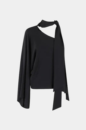 ONE-SHOULDER CREPE DE CHINE BLOUSE