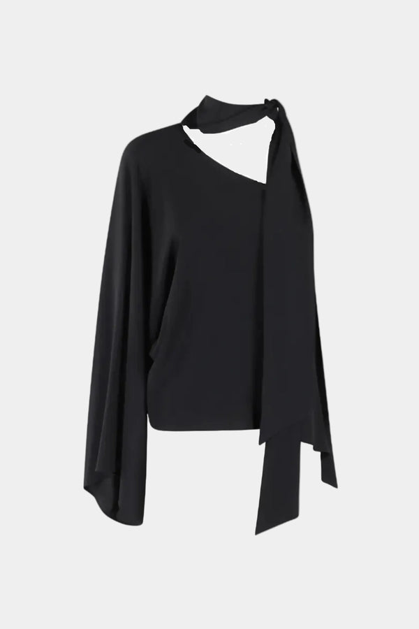 ONE-SHOULDER CREPE DE CHINE BLOUSE