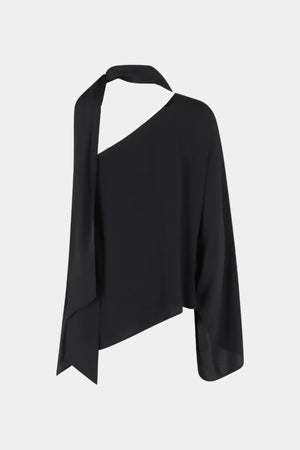 ONE-SHOULDER CREPE DE CHINE BLOUSE