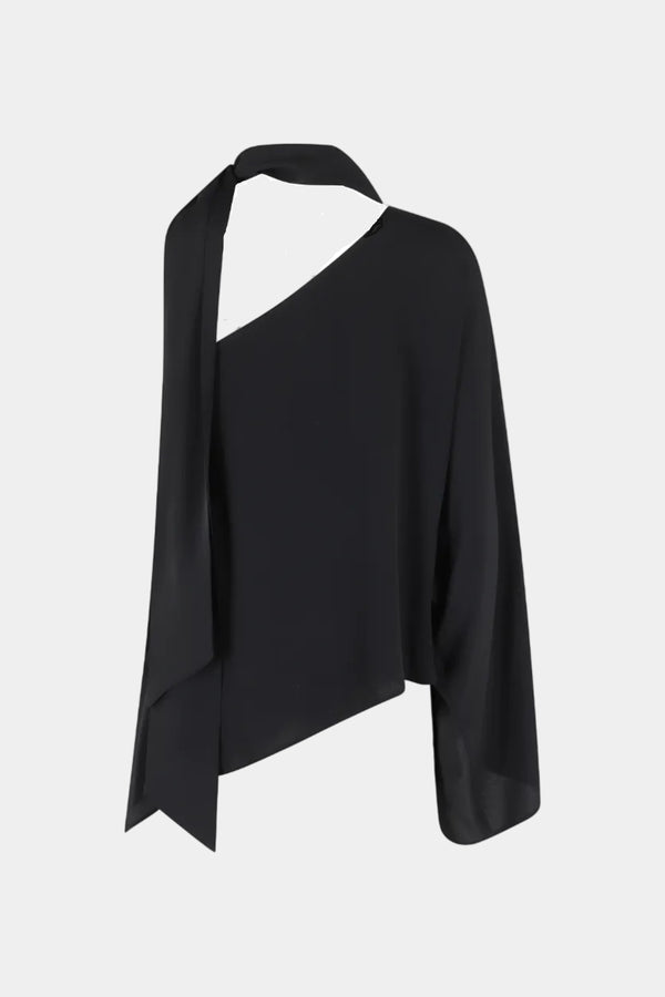 ONE-SHOULDER CREPE DE CHINE BLOUSE