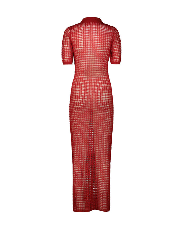 LONG RED FLEXAGE POLO DRESS