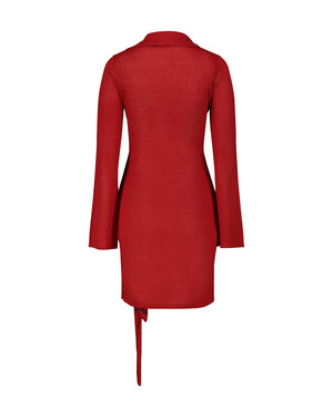 SHORT DRESS WITH RED FLEXAGE KNOT