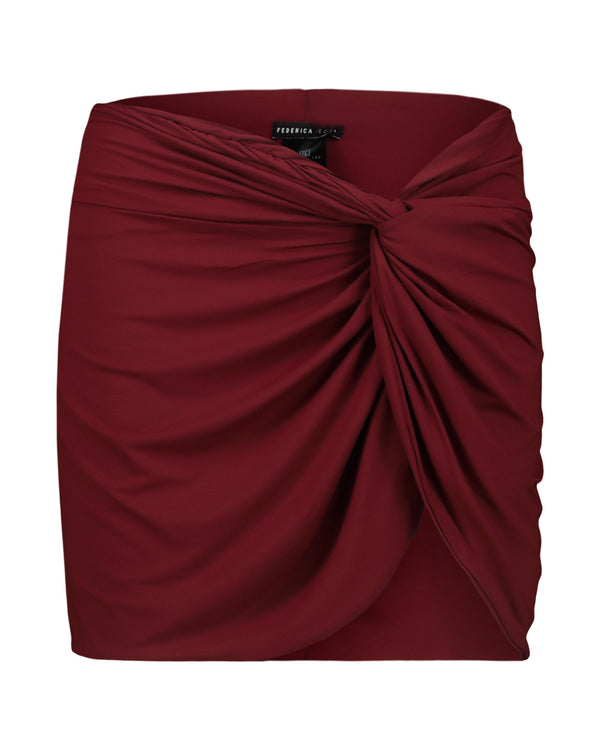 BURGUNDY SHORT SKIRT COVER-UP
