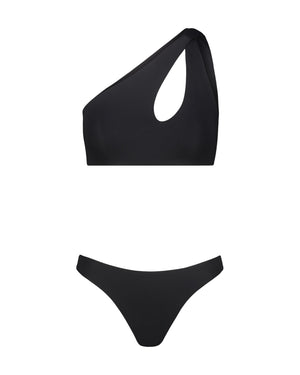 BLACK KNOT ONE-SHOULDER BIKINI