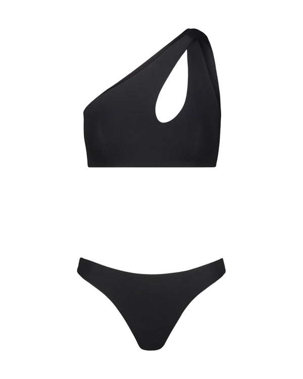 BLACK KNOT ONE-SHOULDER BIKINI
