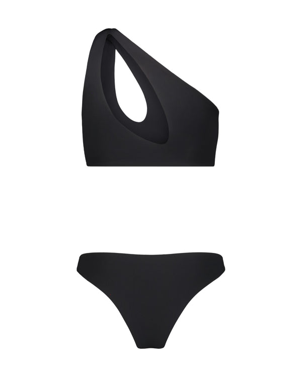 BLACK KNOT ONE-SHOULDER BIKINI