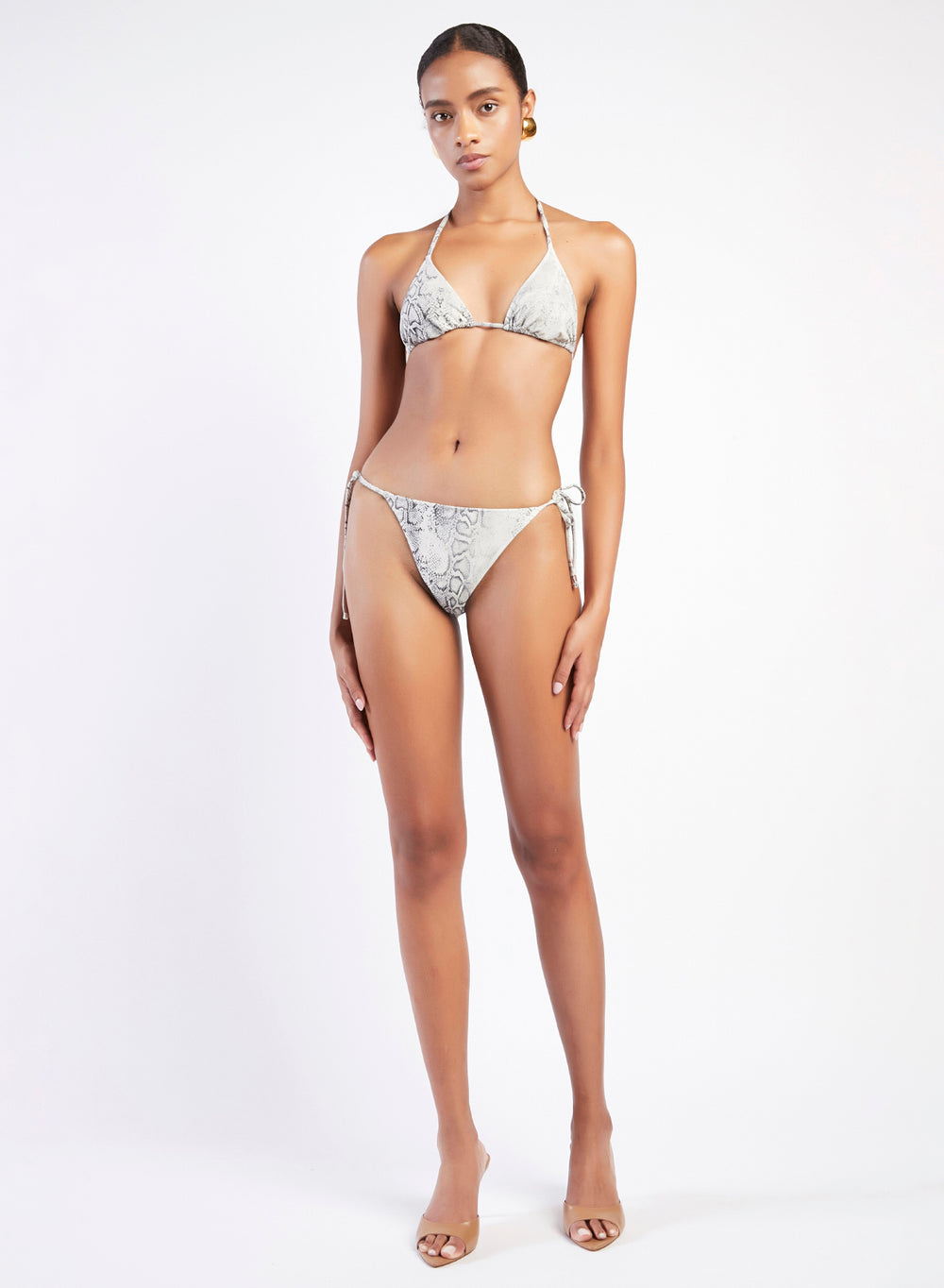 BIKINI TRIANGOLO IN PITONE SABBIA