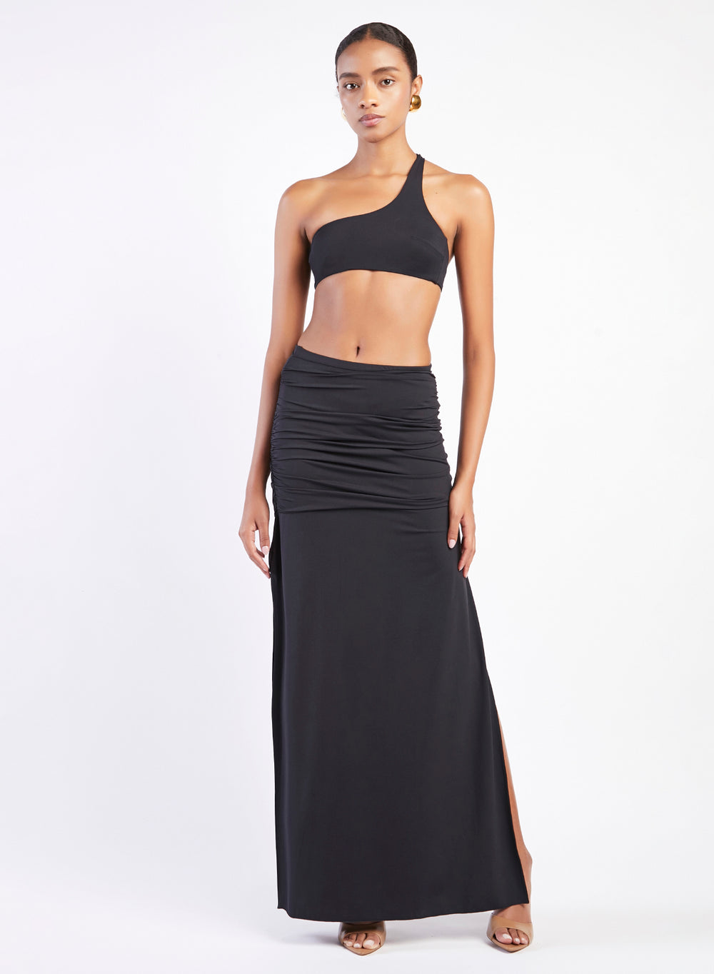 GONNA PAREO LUNGA CON DRAPPEGGIO NERO