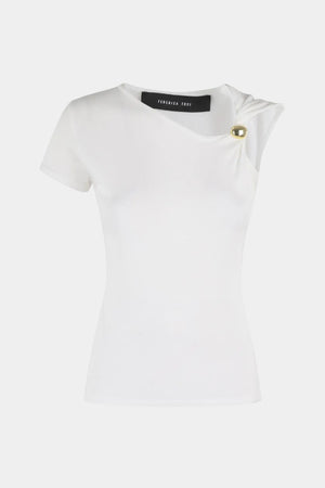 TOP VISCOSA CON GIOIELLO BIANCO