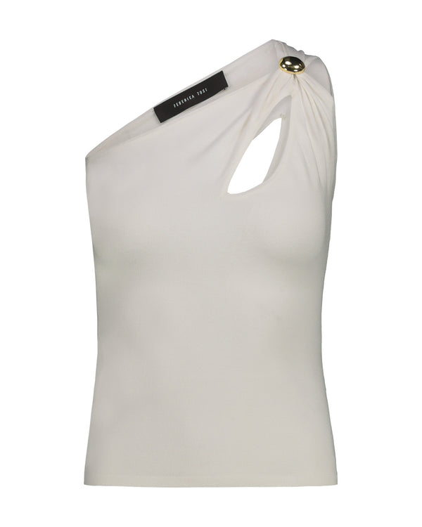 VSCOSA ONE-SHOULDER TOP WITH WHITE JEWEL